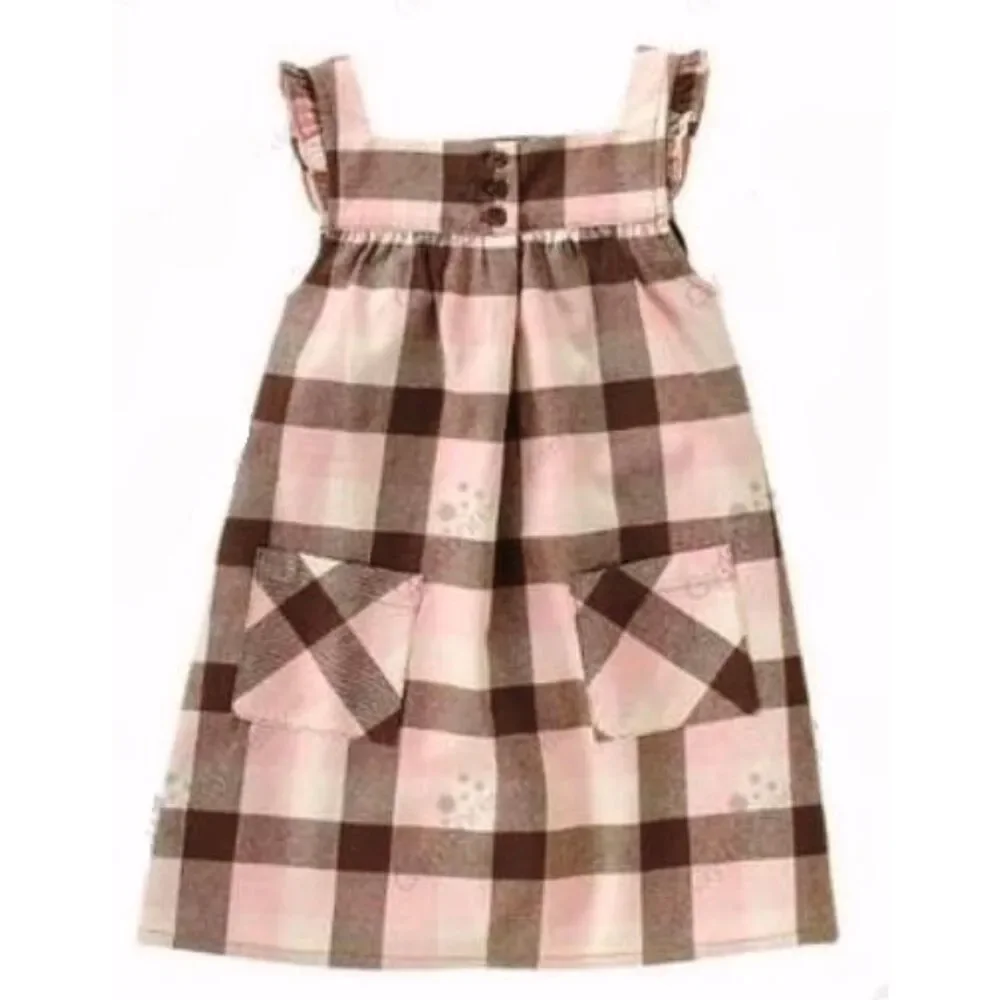 NEW Gymboree girls dress 9 10 flannel pink brown cream plaid jumper winter glam